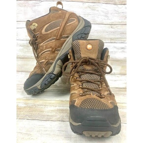 Merrell Men's J06051 Hiking Boots Brown Suede & Mesh Size 9.5 Vibram Sole - Picture 2 of 10